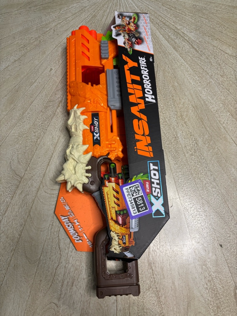 Zuru XShot Insanity Horrorfire Kids Foam Dart Blaster - Orange & Brown